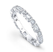 BEVERLY K 18K White Gold Round and Baguette Cut Diamond Eternity Band